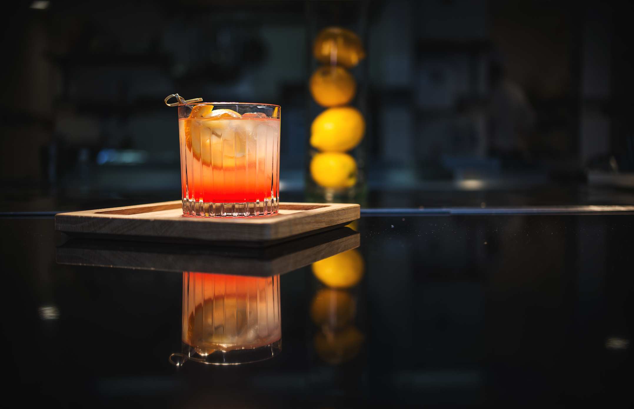 cocktail served by the bar l'apparat at the luxury hotel chateau de locguenole bretagne