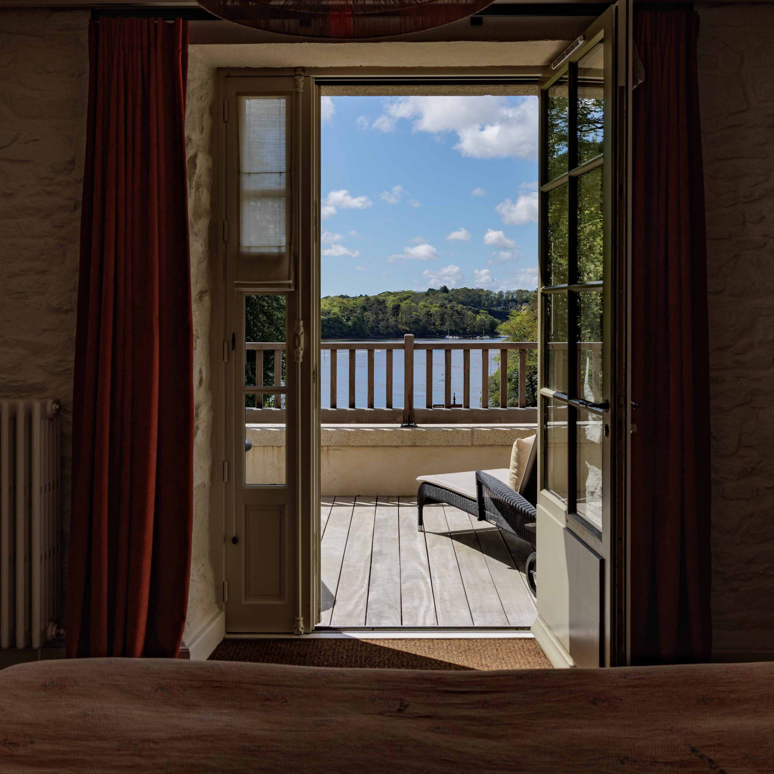 La vue sur le Blavet depuis une chambre du Manoir au Domaine de Locguénolé hôtel proche Lorient