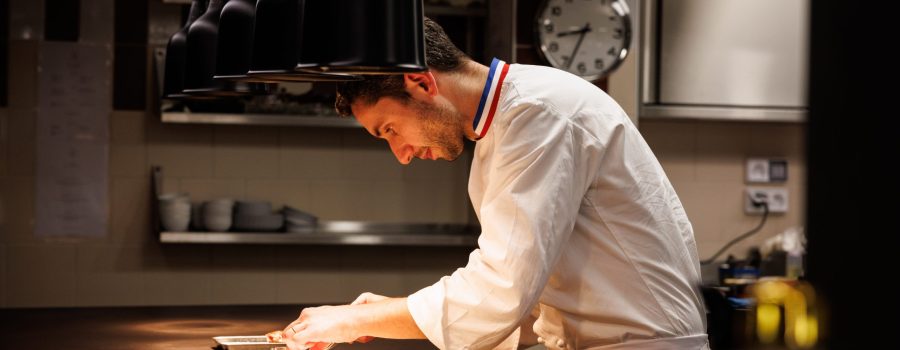 chef Yann Maget cooks in the gourmet restaurant l'Inattendu